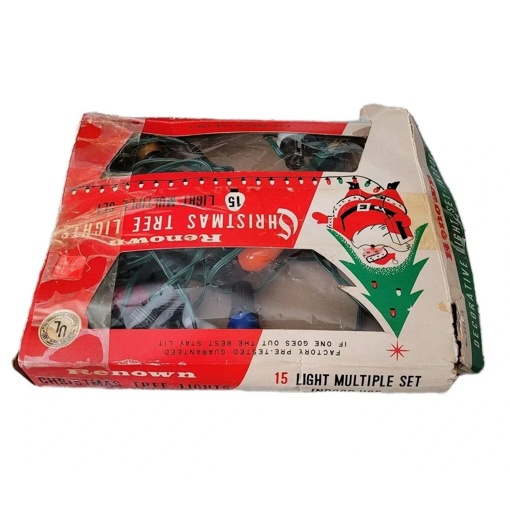 Vintage‎ Renown Indoor Christmas Tree Lights String Working Missing a Few Bulbs